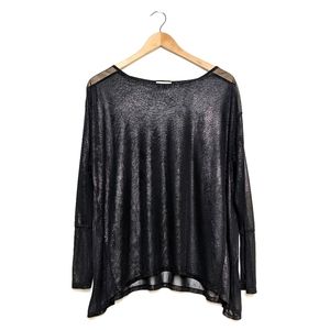 silence + noise oversized sheer metallic top